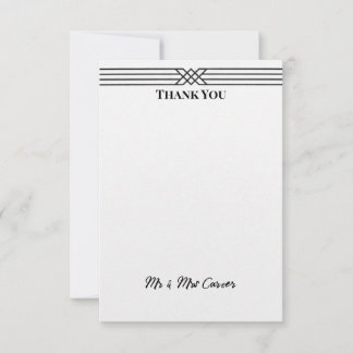 Tarjeta de agradecimiento de boda con raya negra m