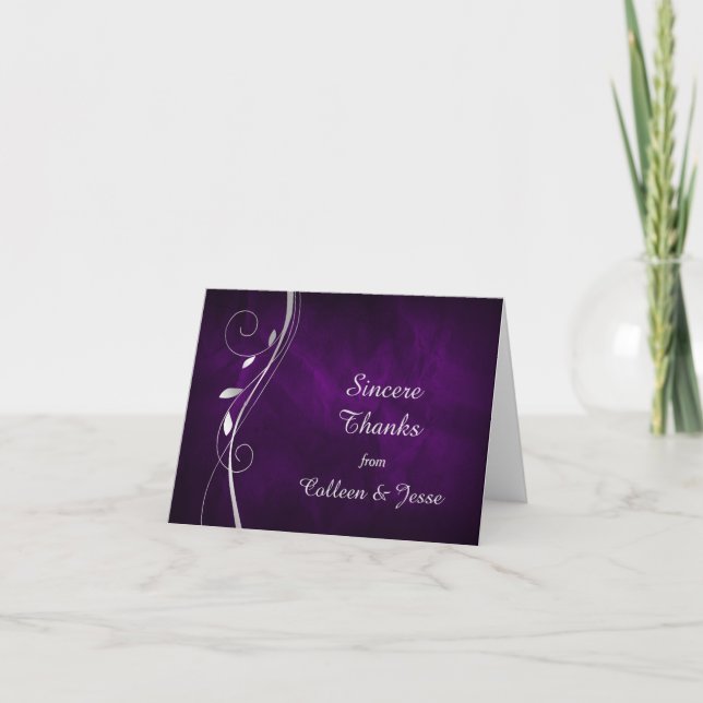 Tarjeta de agradecimiento de boda con remolino de  (Anverso)