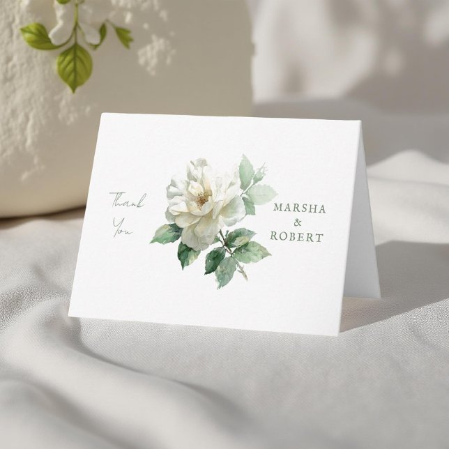 Tarjeta de agradecimiento de boda con rosa acuarel (Subido por el creador)