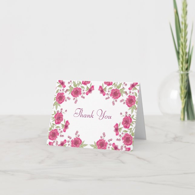Tarjeta de agradecimiento de boda con rosa rosa br (Anverso)