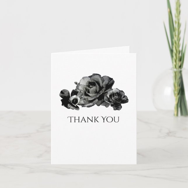 Tarjeta de agradecimiento de boda con rosas de acu (Anverso)
