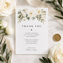 Tarjeta de agradecimiento de boda con rosas de jar