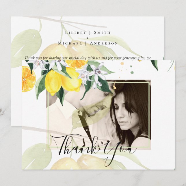 Tarjeta de agradecimiento de boda con tema de limo (Anverso / Reverso)
