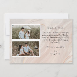 Tarjeta de agradecimiento de boda con texto de fot