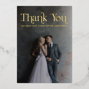 Tarjeta de agradecimiento de boda con tipografía d
