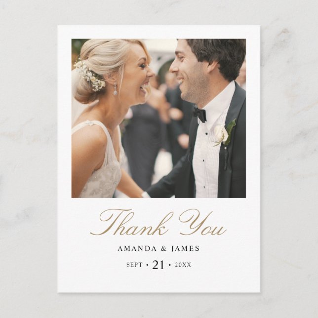 Tarjeta de agradecimiento de boda con tipografía d (Anverso)