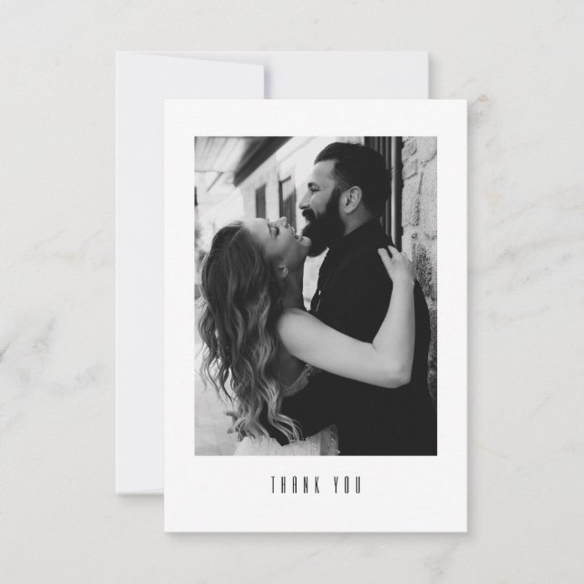 Tarjeta de agradecimiento de boda con tipografía m (Anverso)