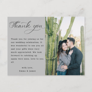 Tarjeta de agradecimiento de boda con tipografía s