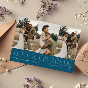 Tarjeta de agradecimiento de boda con varias fotos