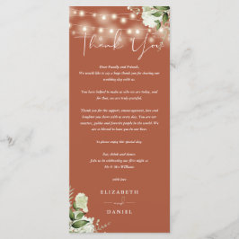 Tarjeta de agradecimiento de boda con vegetación d