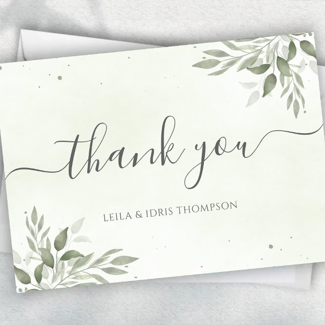 Tarjeta de agradecimiento de boda con vegetación d (Subido por el creador)