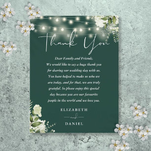 Tarjeta de agradecimiento de boda con vegetación d