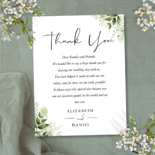 Tarjeta de agradecimiento de boda con vegetación f