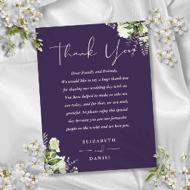 Tarjeta de agradecimiento de boda con vegetación m