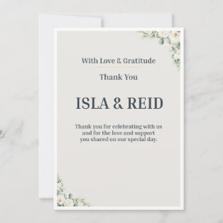 Tarjeta de agradecimiento de boda con vegetación m