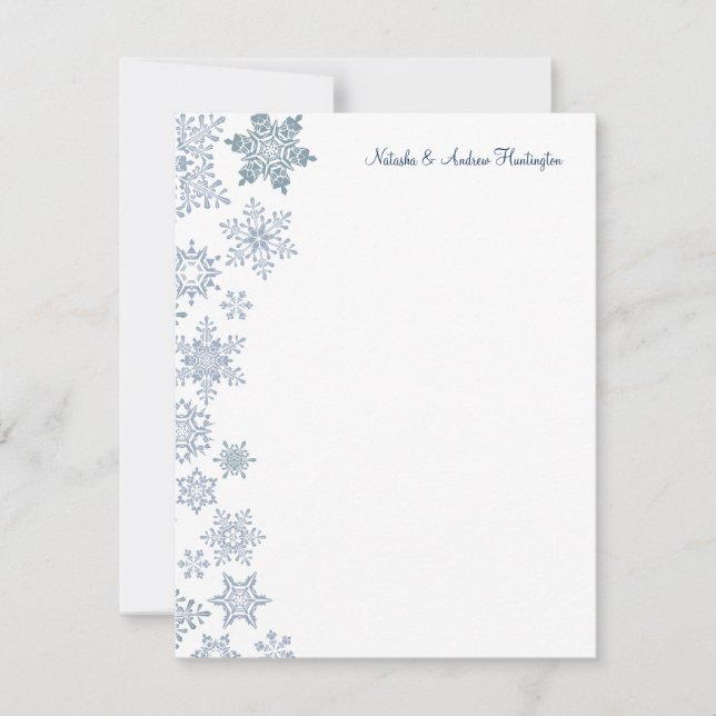 Tarjeta de agradecimiento de boda Copos de Nieve d (Anverso)