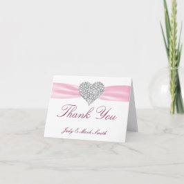 Tarjeta de agradecimiento de boda corazón de diama