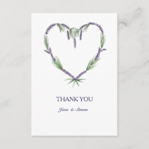 Tarjeta de agradecimiento de boda Corazón de Lavan