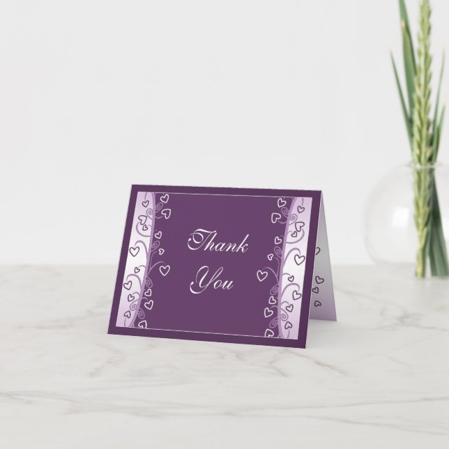 Tarjeta de agradecimiento de boda Corazones de lav (Anverso)