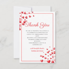 Tarjeta de agradecimiento de boda Corazones de ros