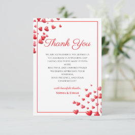 Tarjeta de agradecimiento de boda Corazones de ros