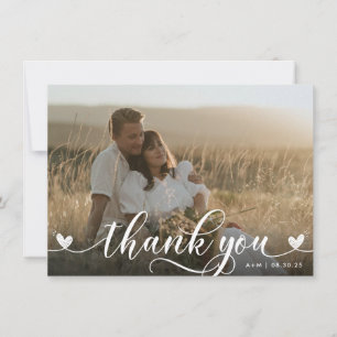 Tarjeta de agradecimiento de boda Corazones elegan