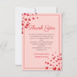 Tarjeta de agradecimiento de boda Corazones Rojos 