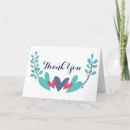 Tarjeta de agradecimiento de boda Corazones y Enre