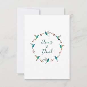 Tarjeta de agradecimiento de boda Corona de colibr