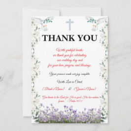 Tarjeta de agradecimiento de boda cristiana con cr