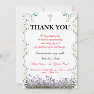 Tarjeta de agradecimiento de boda cristiana con cr