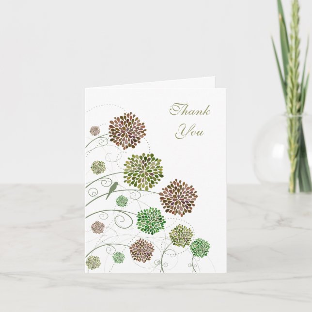 Tarjeta de agradecimiento de boda Dahlia Green Gab (Anverso)