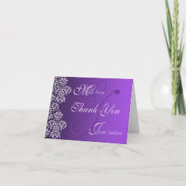 Tarjeta de agradecimiento de boda Damask Royal Pur