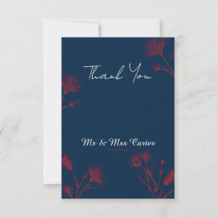 Tarjeta de agradecimiento de boda Dark Navy Red Pr