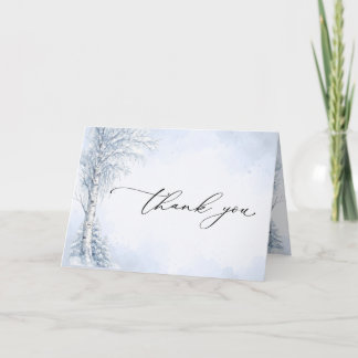 Tarjeta de agradecimiento de boda de abedul congel