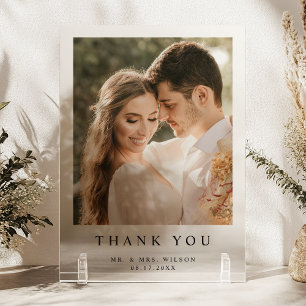 Tarjeta de agradecimiento de boda de acrílico de f
