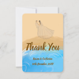 Tarjeta de agradecimiento de boda de acuarela de p