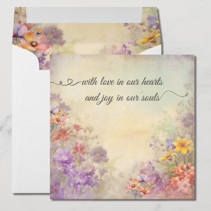 Tarjeta de agradecimiento de boda de acuarela flor