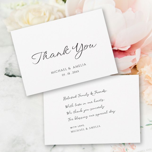 Tarjeta de agradecimiento de Boda de acuarela mode (Modern  Black and white Watercolor Wedding Thank You Card)