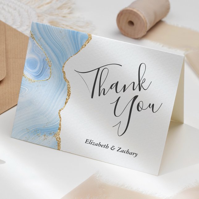 Tarjeta de agradecimiento de boda de ágata azul be (Subido por el creador)