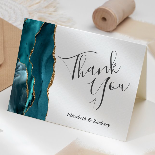 Tarjeta de agradecimiento de boda de ágata verde d (Subido por el creador)