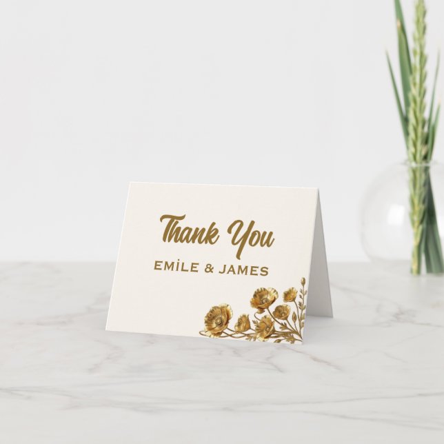 Tarjeta de agradecimiento de boda de amapola de Ca (Anverso)