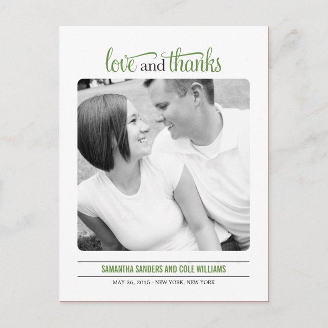 Tarjeta de agradecimiento de Boda de aspecto limpi (Anverso)