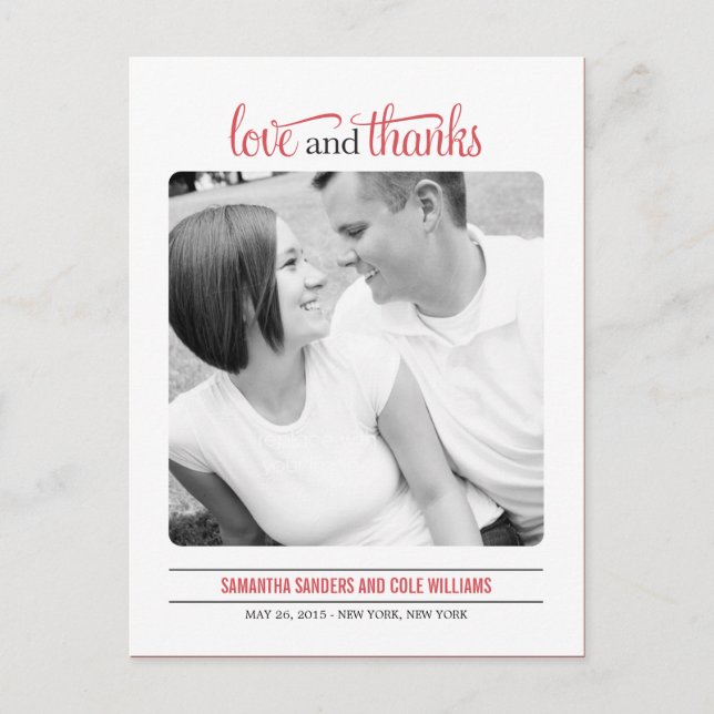 Tarjeta de agradecimiento de Boda de aspecto limpi (Anverso)