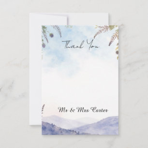 Tarjeta de agradecimiento de boda de brezo de las