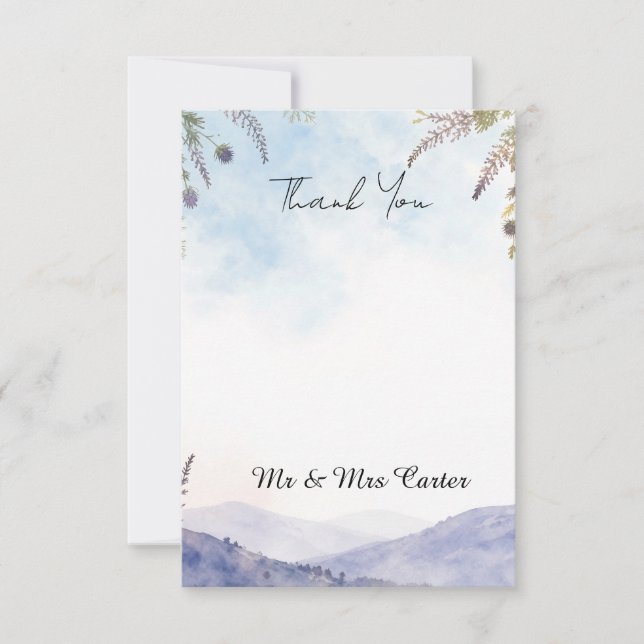 Tarjeta de agradecimiento de boda de brezo de las  (Anverso)