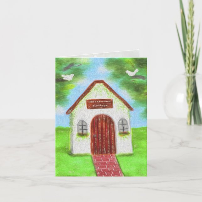 Tarjeta de agradecimiento de boda de cabaña de lun (Anverso)