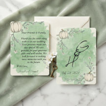 Tarjeta de agradecimiento de boda de calabaza de o
