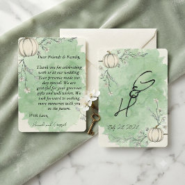 Tarjeta de agradecimiento de boda de calabaza de o