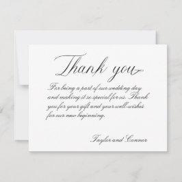 Tarjeta de agradecimiento de boda de caligrafía cl